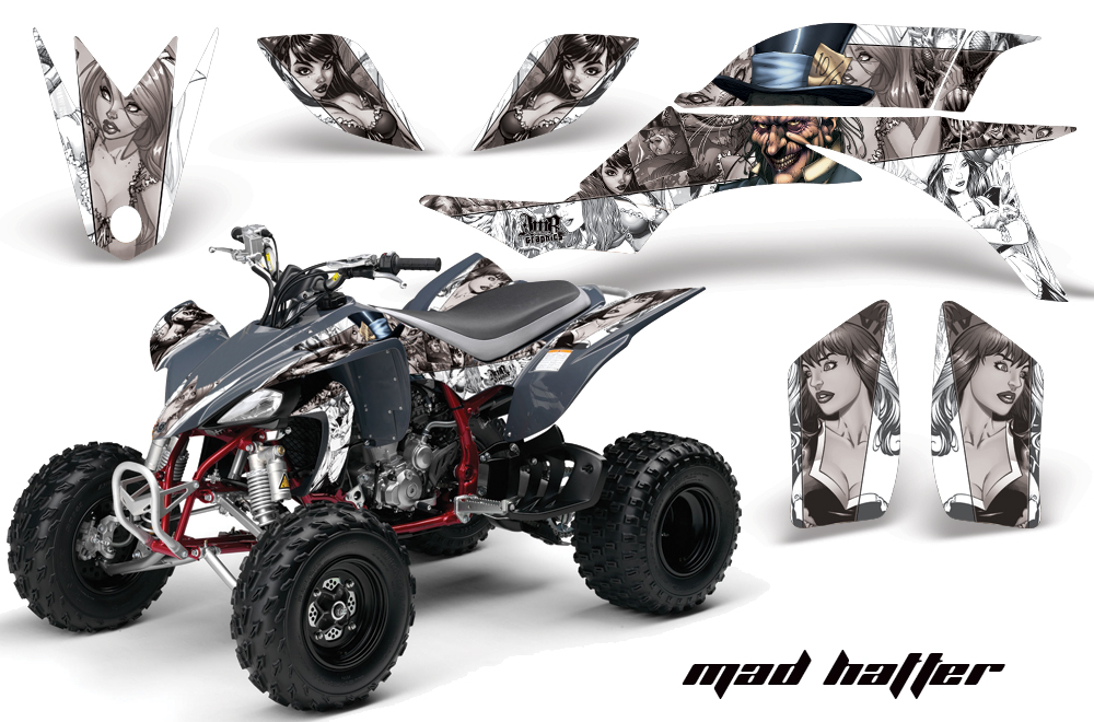 Yamaha YFZ450 04-08 Graphics MadHatter White SilverStripe